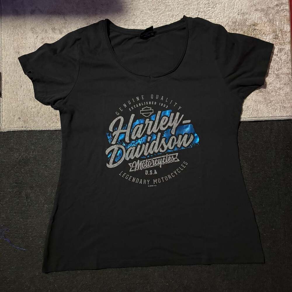 Harley Davidson Women's Black T-Shirt No Cages Plain City Ohio